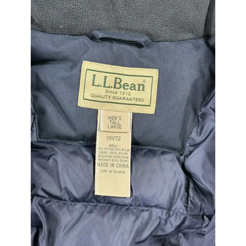 VINTAGE LL Bean Jacket Mens Large Tall Navy Parka Jacket Goose Down Gore Tex